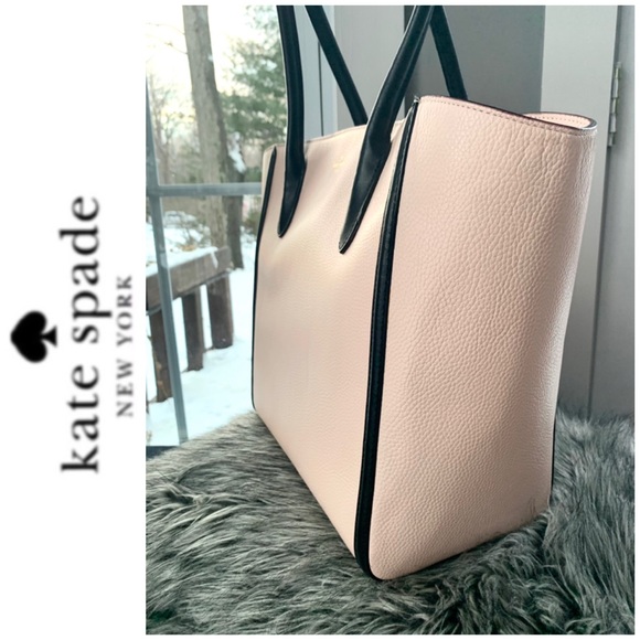 NWT Kate Spade genuine leather tote blush black - Picture 3 of 10